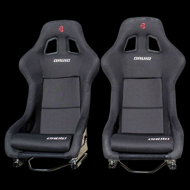 PAIR of DRUID Racing/Bucket Fibreglass Seats – Black