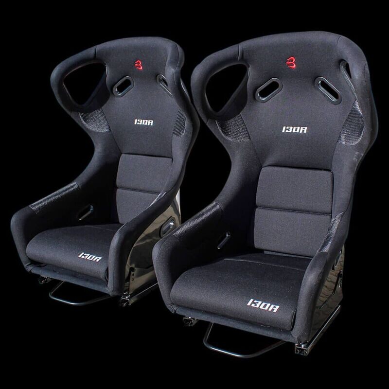 PAIR of 130R Racing/Bucket Fibreglass Seat – Black