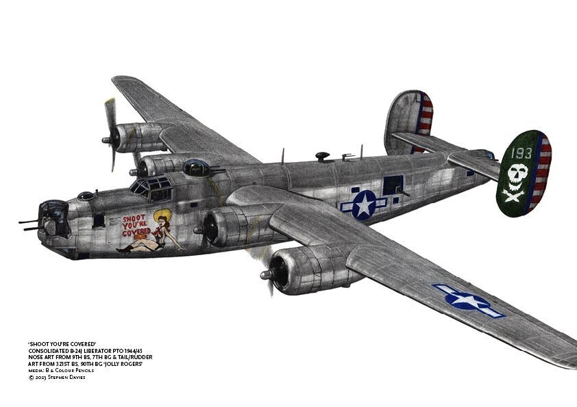 'Shoot You're Covered' Consolidated B-24J Liberator PTO 1944/45, Available Sizes: A4 Mounted