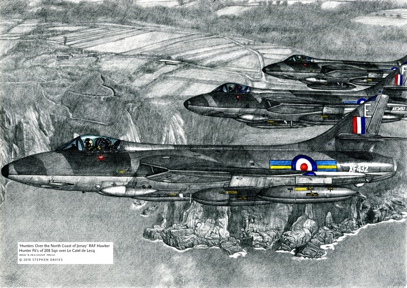 'Hunters Over the North Coast of Jersey'  Hawker Hunter F6's