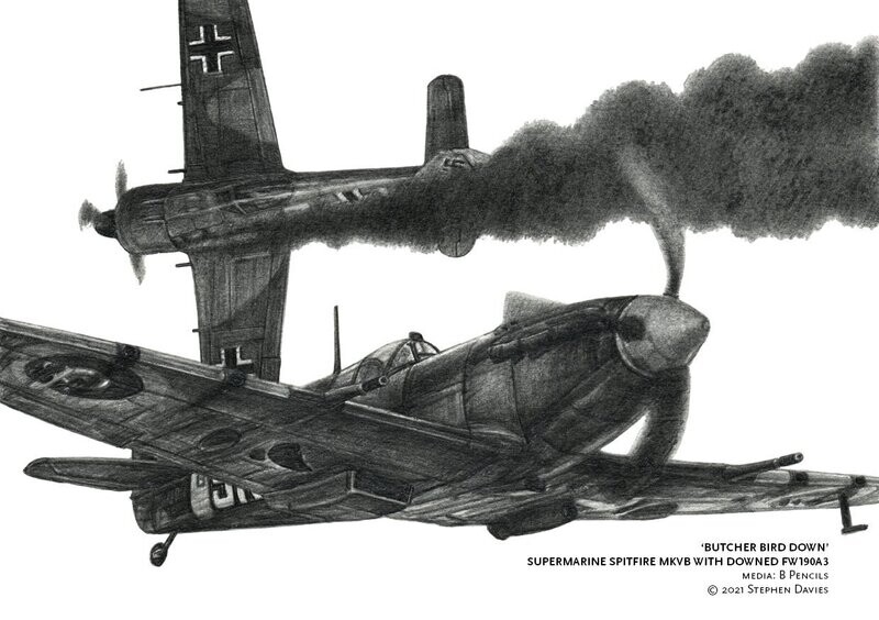 Spitfire MkVB with downed FW190A3 'Butcher Bird Down'