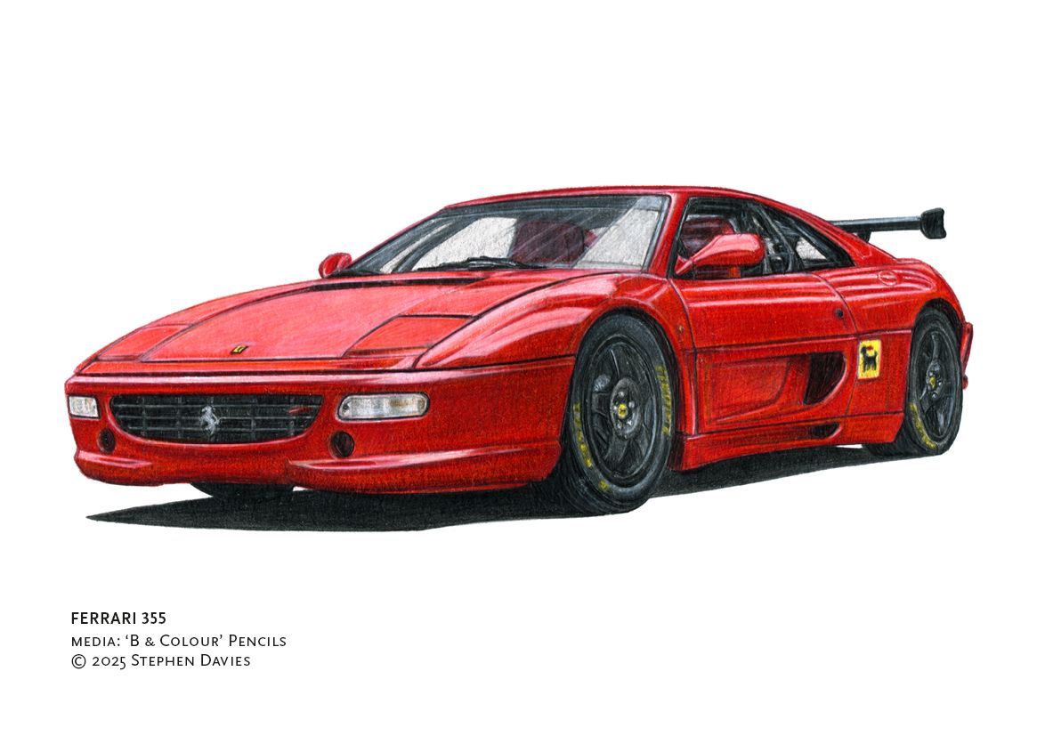 Ferrari 355 (all Red), Available Sizes: A4 Mounted