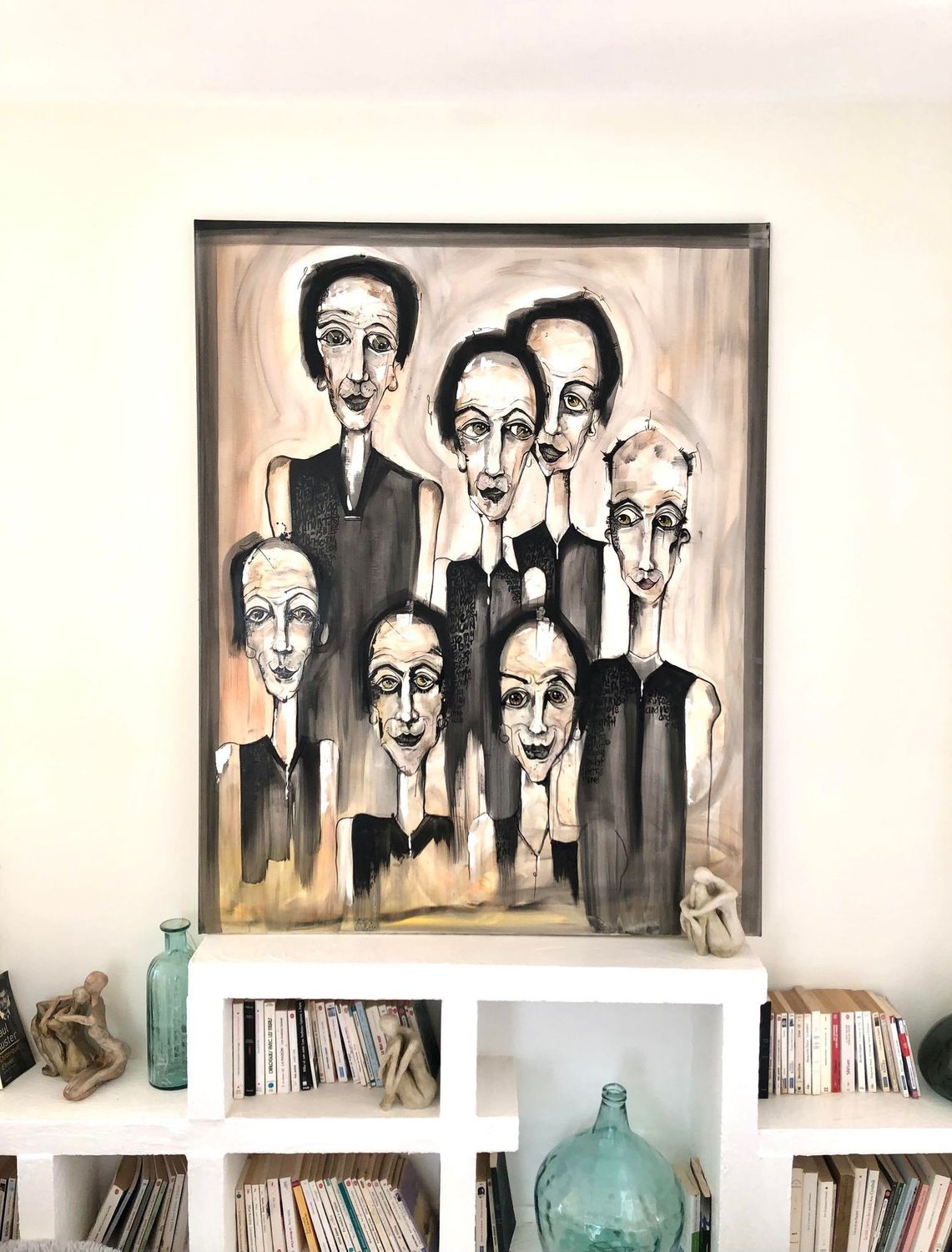 "Secrets de famille".
Sur toile XXL 150x120cm
Pastels, fusains, encre chine...
"Skitsen"