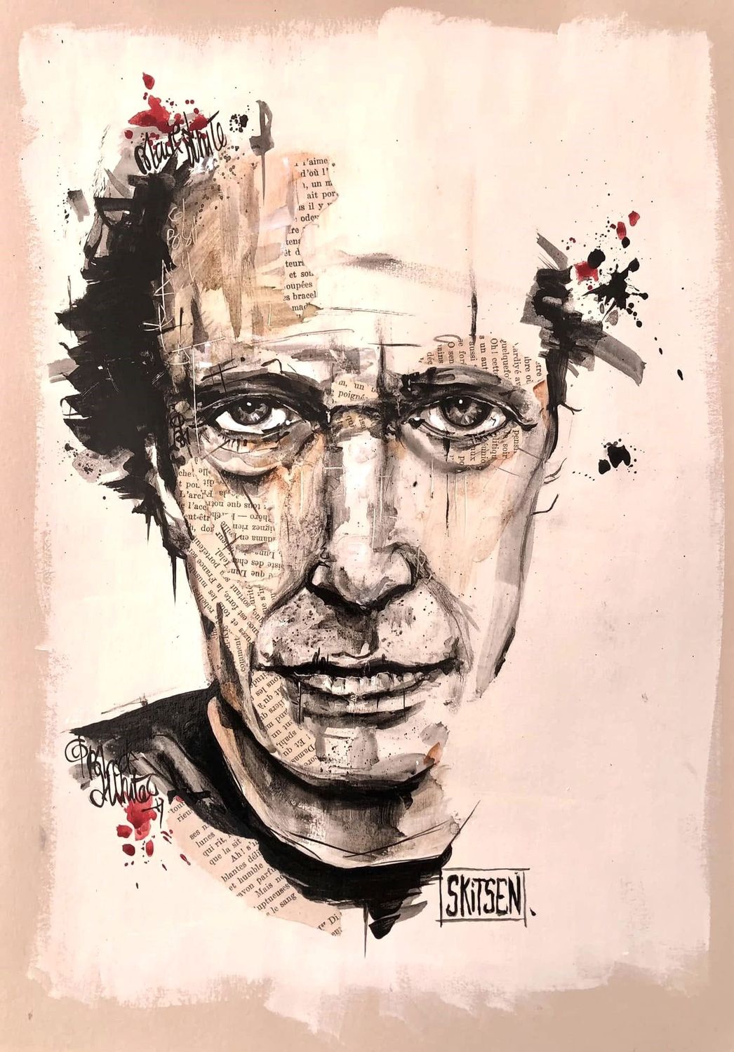 "Si j'avais su'. Sur papier écru 250gr 42x29,5cm. Pastels, acrylique, encres, collages... "Skitsen"