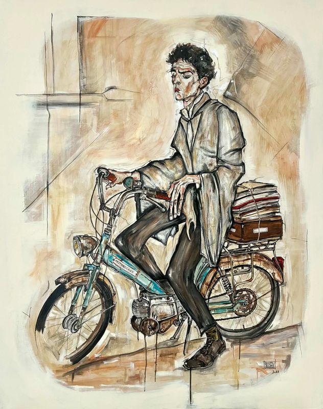 "Intemporel" Sur une grande toile châssis lin XL de 150x120 cm. Matière, acrylique, fusains, pastels, encres...vernis. "Skitsen"