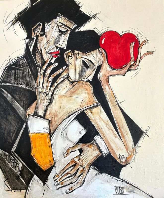 ´Intensément ´ Sur une grande toile châssis lin de 112x93cm. Pastels, fusains, encres.. ´Intensément ´ Sur une grande toile châssis lin de 112x93cm. Pastels, fusains, encres.. "Skitsen"