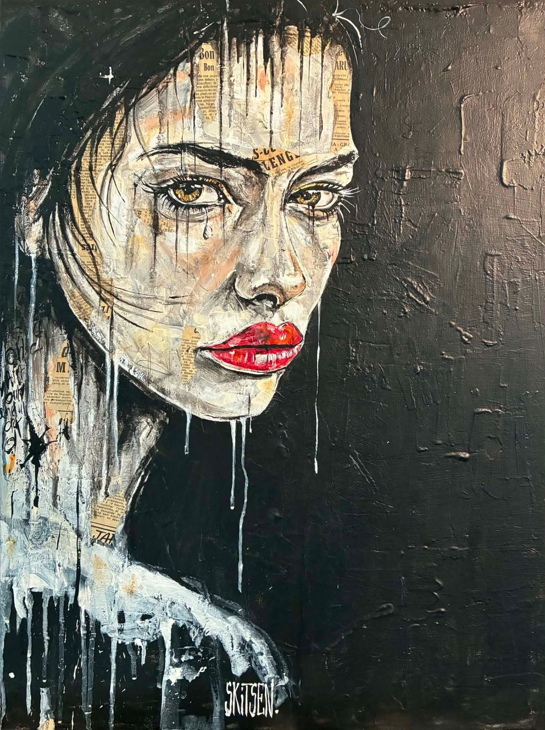 ´Femme d’ailleurs ‘. Sur une toile châssis lin de 65x54cm, Matière, acrylique, pastels, fusai, encres, quelques collages. ´Femme d’ailleurs ‘. Sur une toile châssis lin de 65x54cm, Matière, acrylique, pastels, fusai, encres, quelques collages.