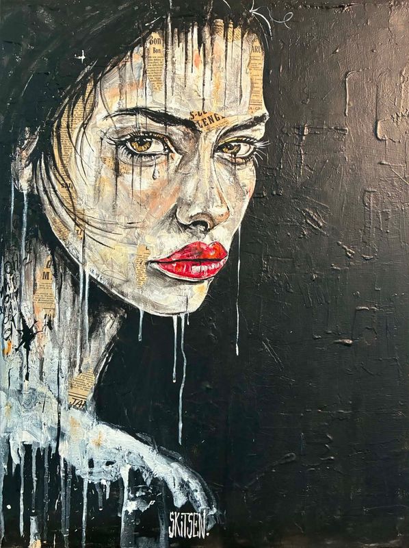 ´Femme d’ailleurs ‘. Sur une toile châssis lin de 65x54cm, Matière, acrylique, pastels, fusai, encres, quelques collages. ´Femme d’ailleurs ‘. Sur une toile châssis lin de 65x54cm, Matière, acrylique, pastels, fusai, encres, quelques collages.