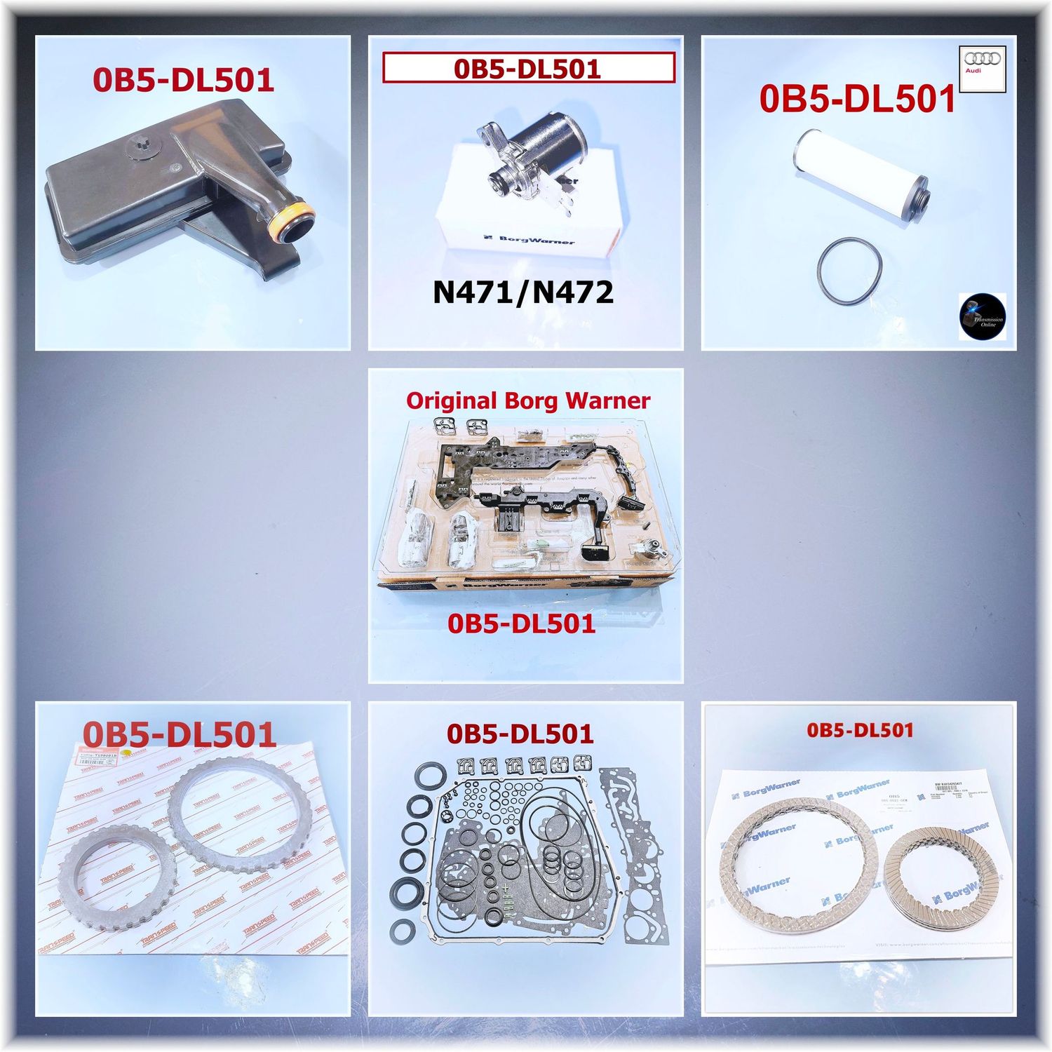 Komplett Reparatursatz Überholsatz Audi  S Tronic 0B5 DL501  DSG 7 Gang Getriebe 0B514103E und  0B5514103G