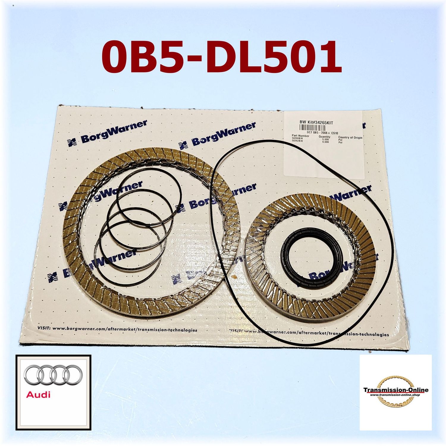 Kupplung Reparatur Satz-  Audi 7 Gang DSG S-Tronic 0B5-DL501 Borg Warner:34265KIT