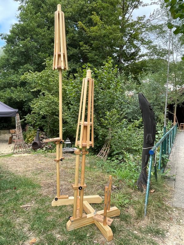 Lantern type distaff in soft wood.