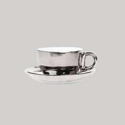 Cappuccino Tasse und Untertasse, silber 