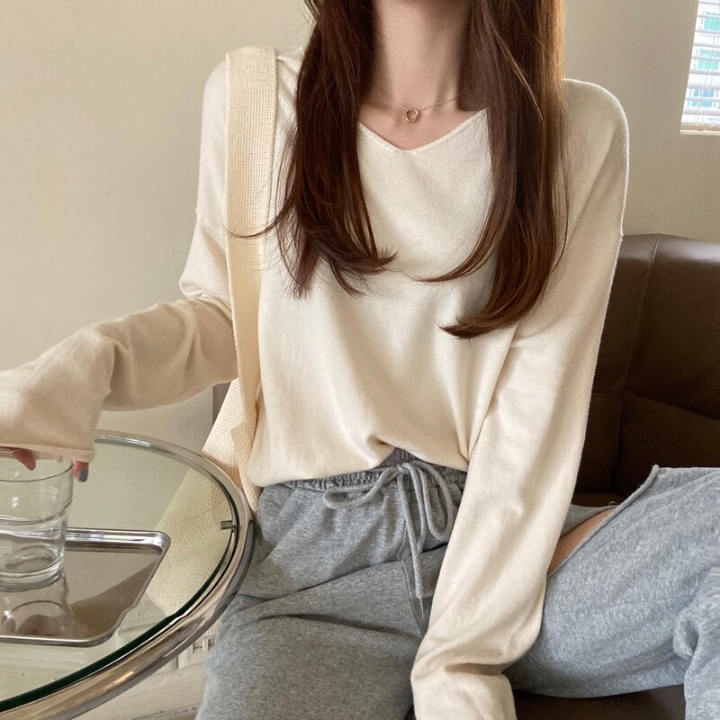 Sweater female spring and autumn loose languid lazy wind outside wear long sleeves