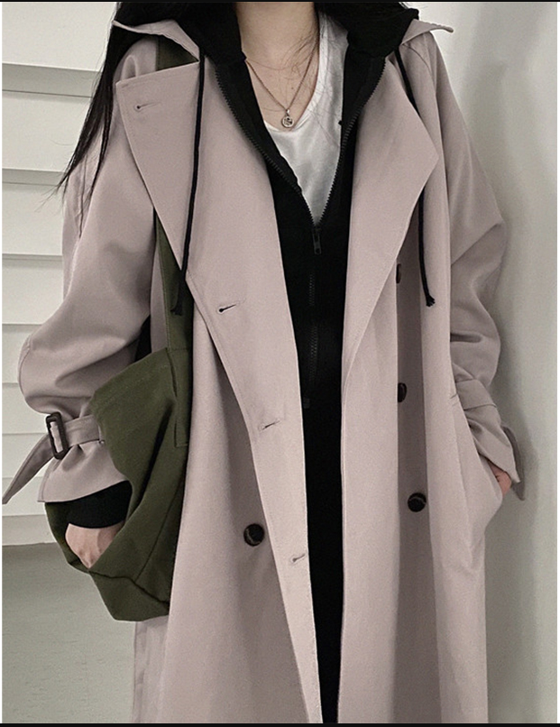 Retro black trench coat for women for spring and fall
