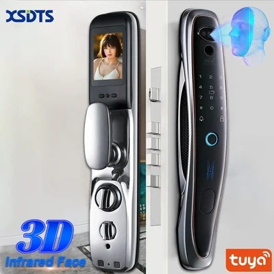 3D Face Recognition Lock Security Digital Smart Door Lock With Tuya Smart Life Password Fingerprint Key Card Unlock