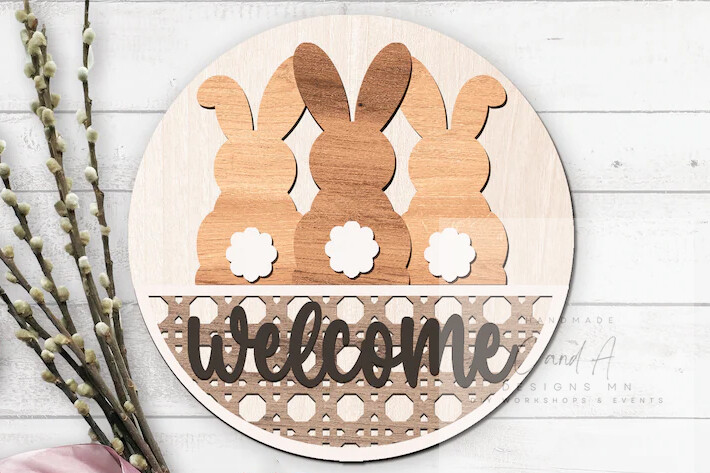 Welcome Bunny Sign 16"