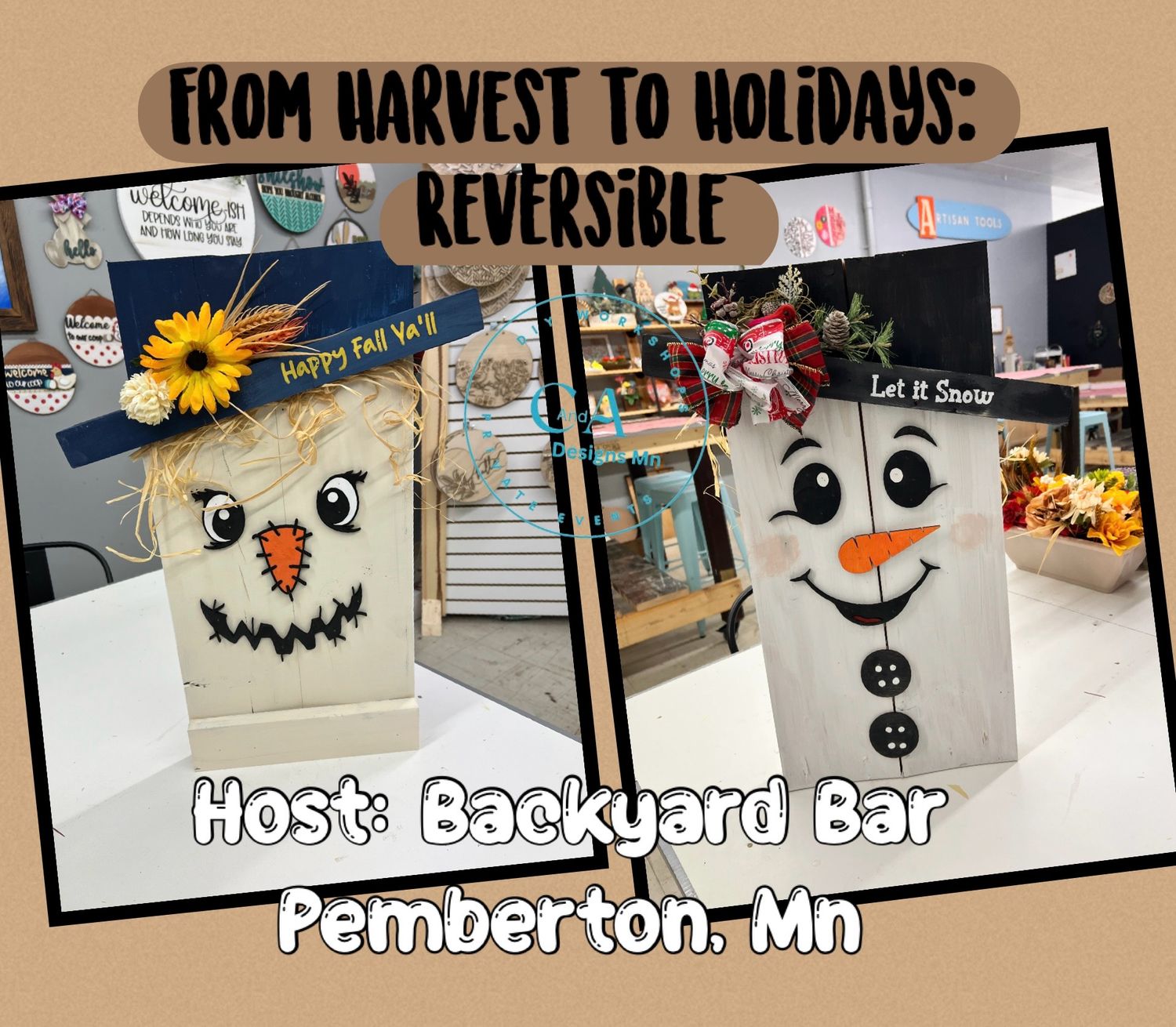 Reversible Fall Winter Decor-Backyard Bar