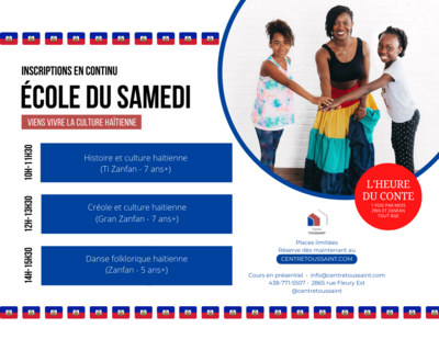 ÉCOLE HAÏTIENNE DU SAMEDI : HISTOIRE + CRÉOLE + DANSE ÉCOLE HAÏTIENNE DU SAMEDI : HISTOIRE + CRÉOLE + DANSE