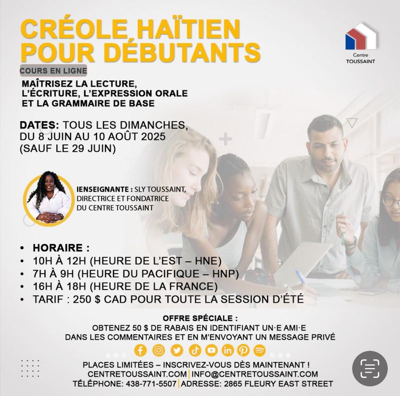 CRÉOLE HAÏTIEN DÉBUTANT - EN LIGNE