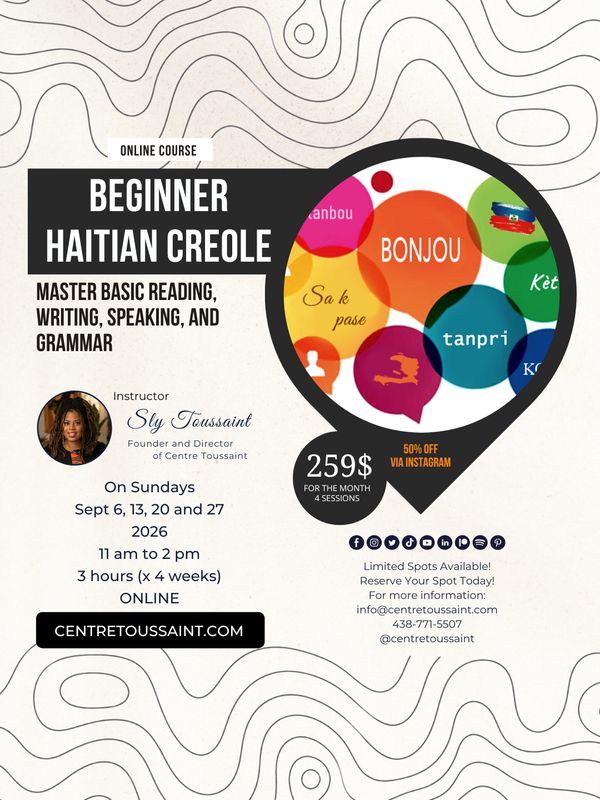 BEGINNER HAITIAN CREOLE - ONLINE BEGINNER HAITIAN CREOLE - ONLINE