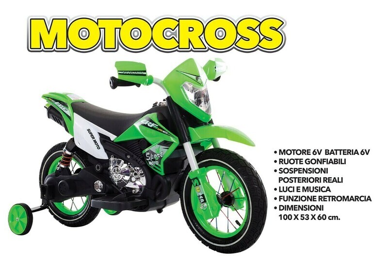 Moto Elettrica per Bambini Motocross 6V Verde