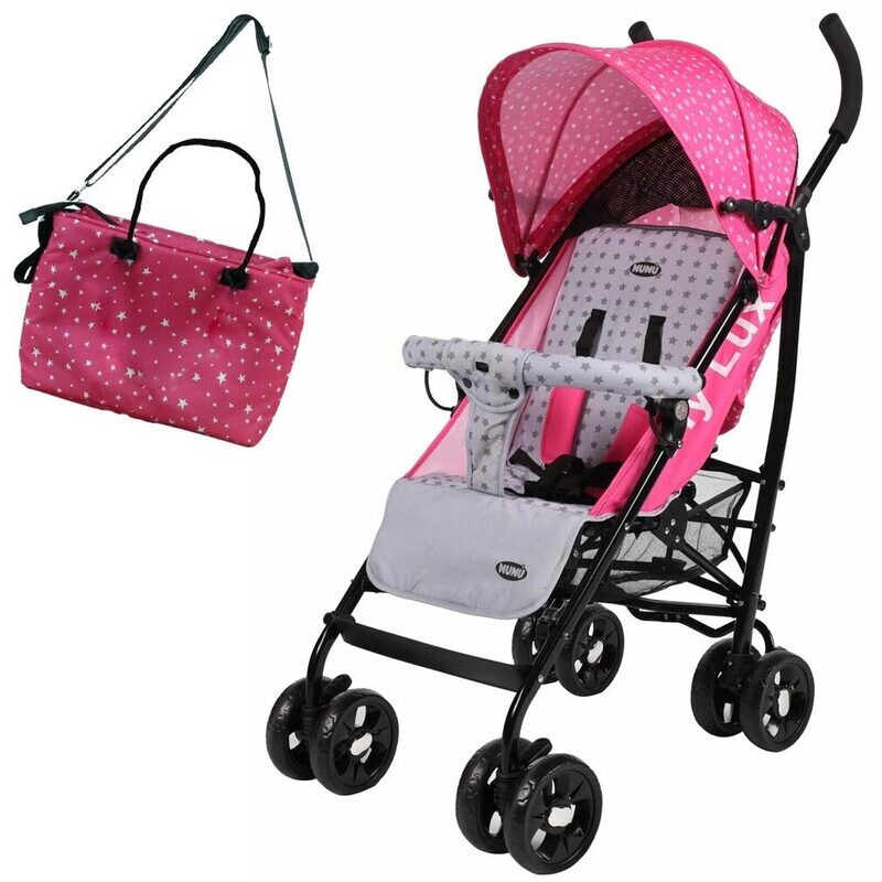 Nunù Passeggino Fly Lux Rosa Stelle con Borsa