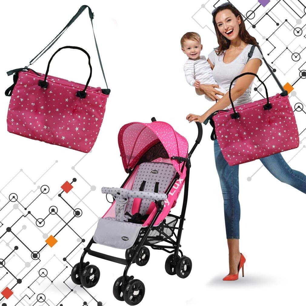 Nunù Passeggino Fly Lux Rosa Stelle con Borsa