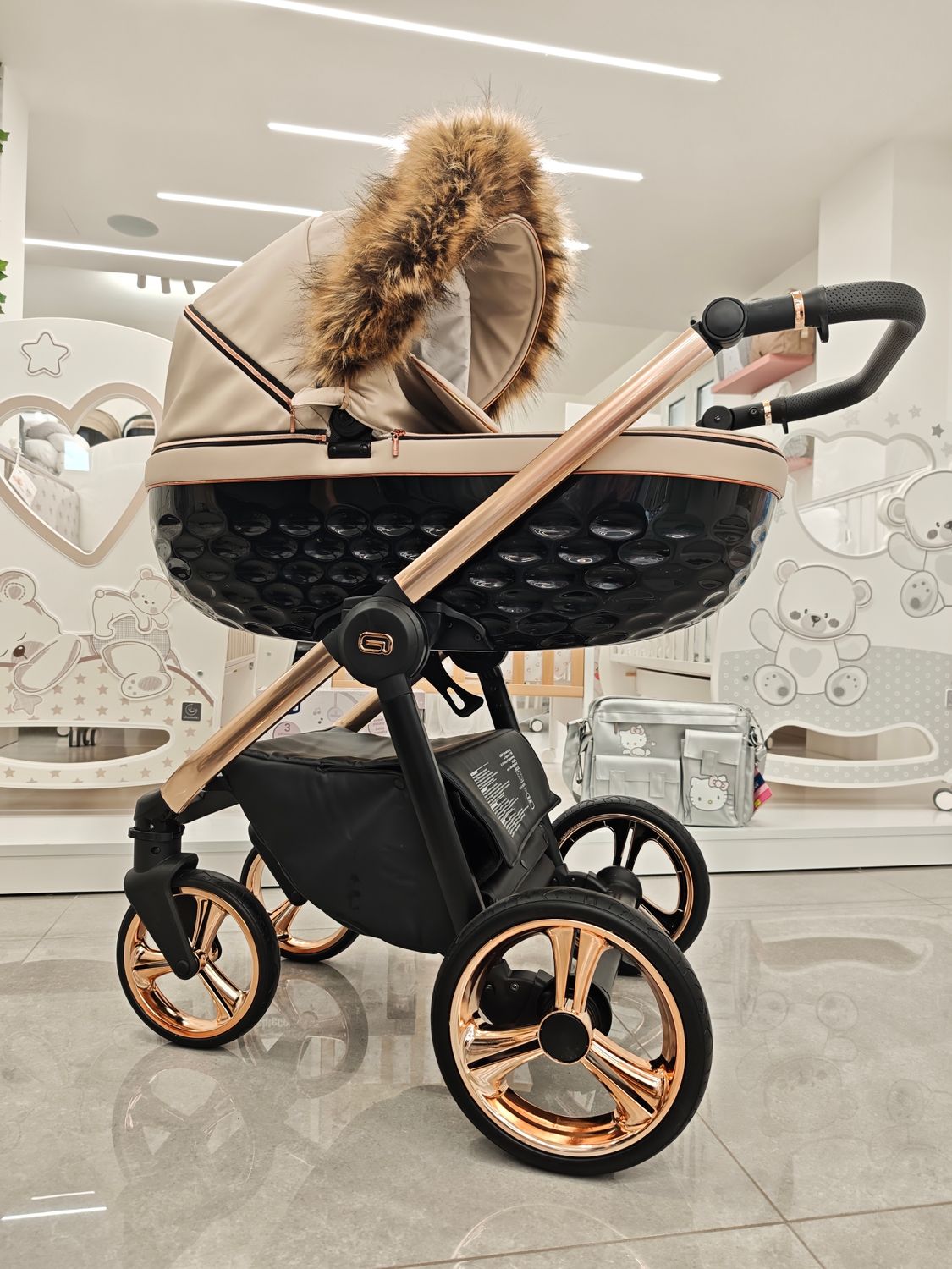 Trio Diamante Tortora con Pelliccia