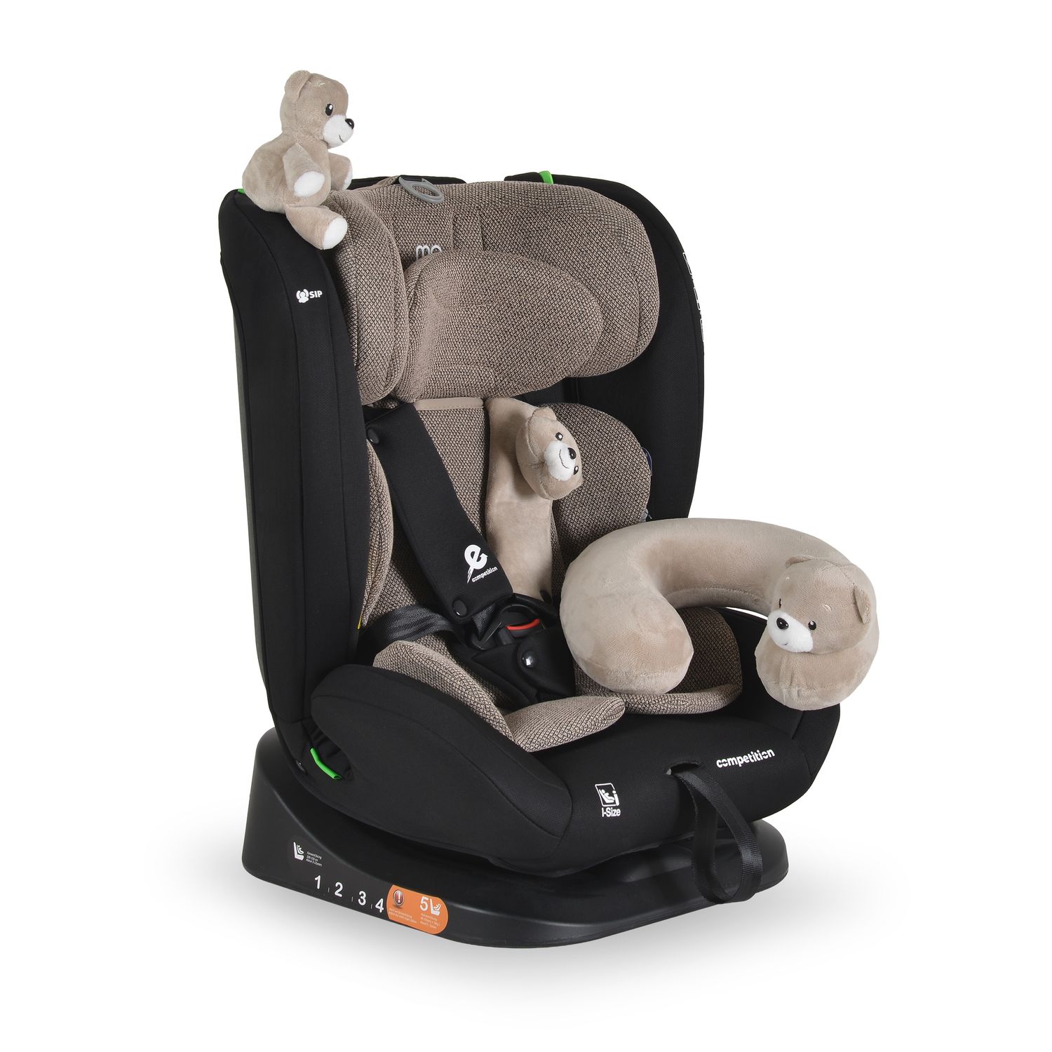 Seggiolino Auto Orsetto Beige Competition, per bambini dalla nascita fino a 150 cm
