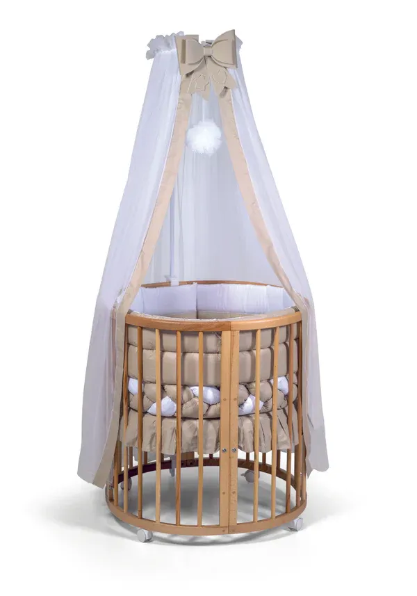 Culla Evolutiva Marilyn Legno Naturale (Kit Tessile a Scelta)