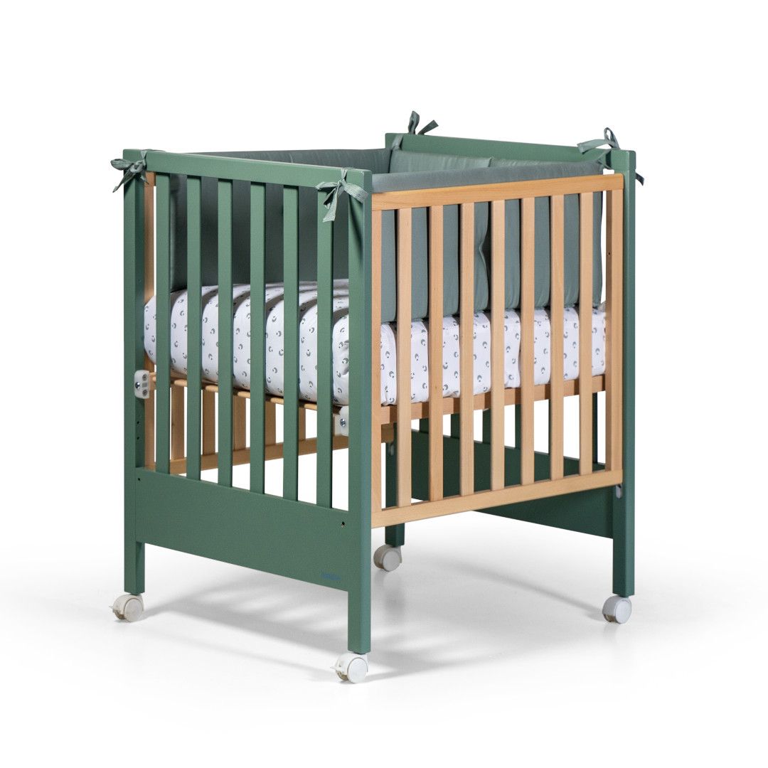 Culla Evolutiva Kresco Verde Salvia/Legno Naturale (Kit Tessile in Dotazione)