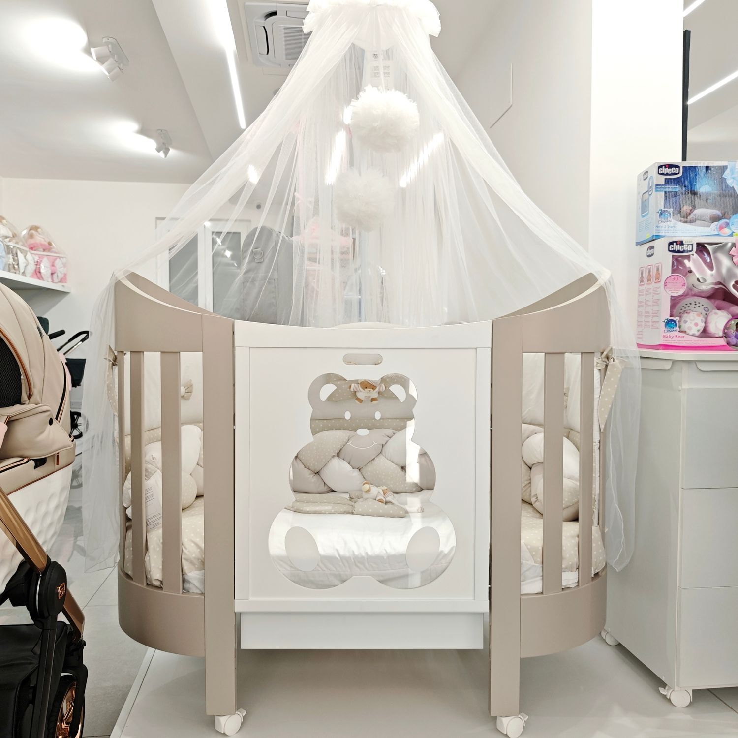 Culla Evolutiva Diamante Tortora (Kit Tessile in Dotazione)