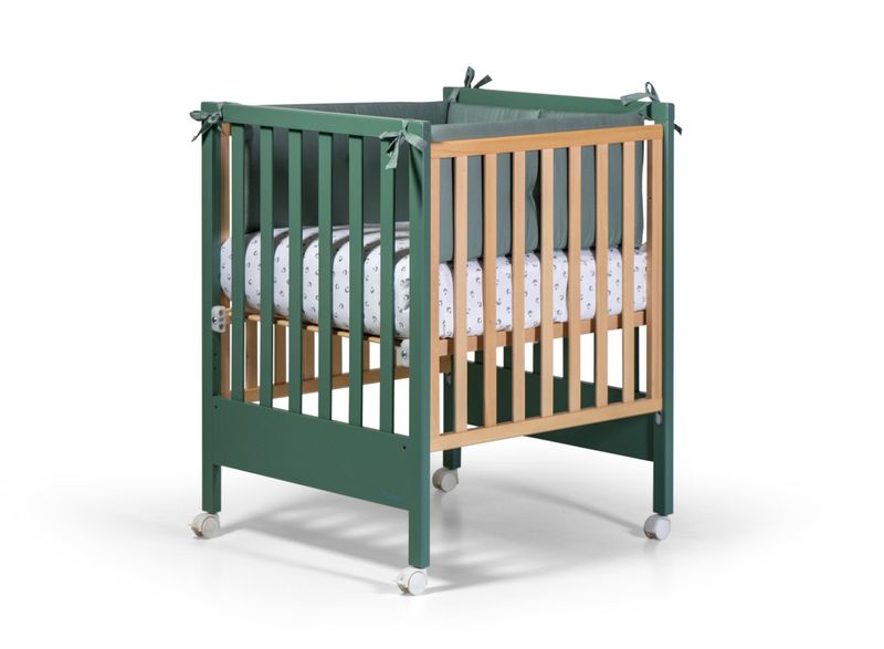 Culla Evolutiva Kresco Verde Salvia/Legno Naturale (Kit Tessile in Dotazione)