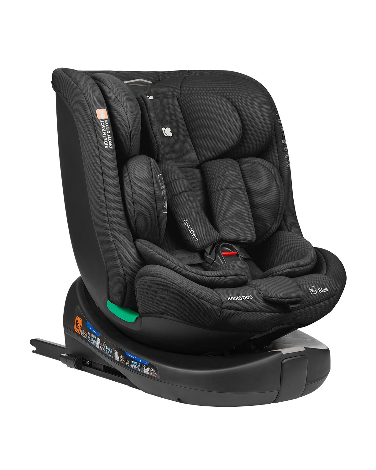 Seggiolino Auto i-Round, con Isofix e rotazione a 360°, dalla nascita fino a 12 anni, Nero