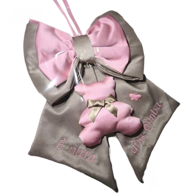 Fiocco Nascita con Orso Personalizzato con Nome – Realizzato a Mano