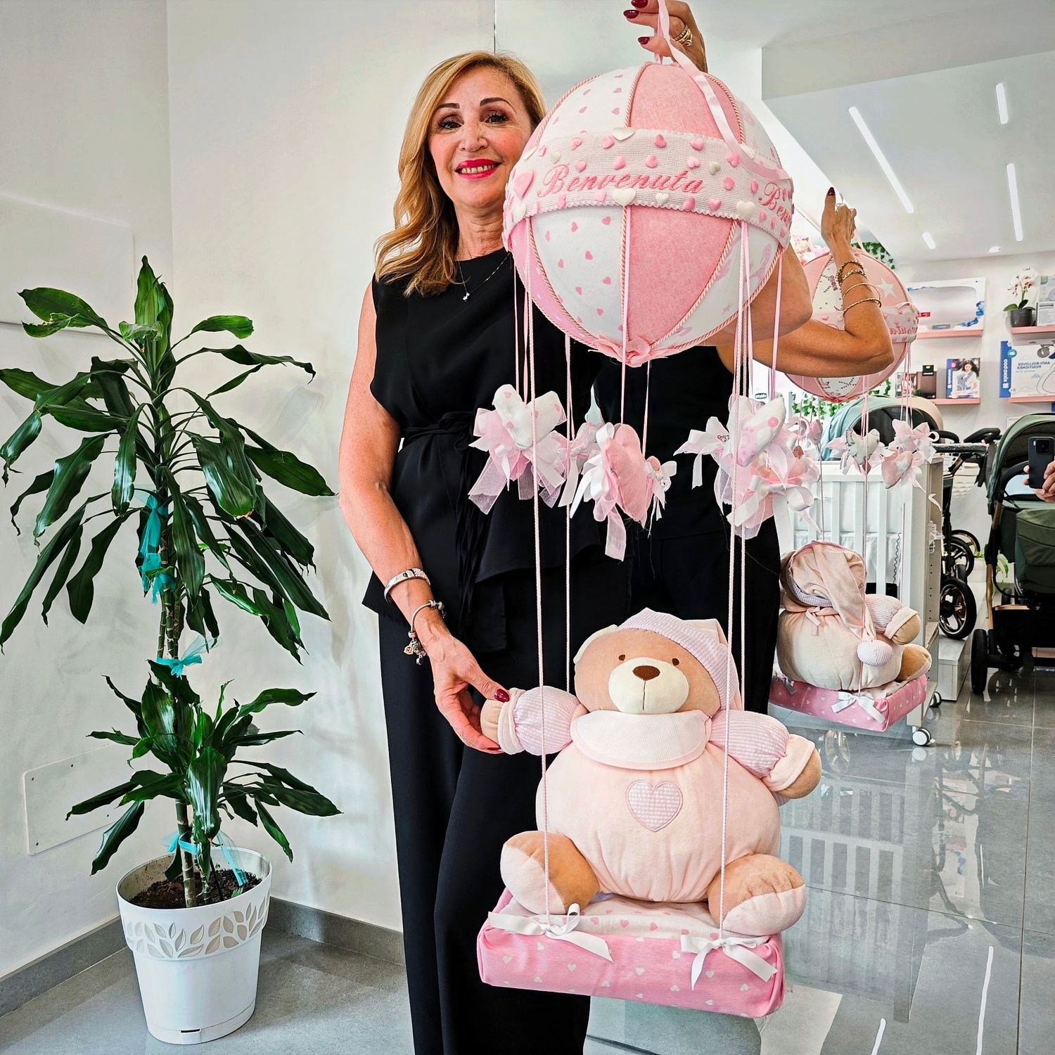 Fiocco Nascita Mongolfiera Grande Personalizzata con Nome – Realizzato a Mano