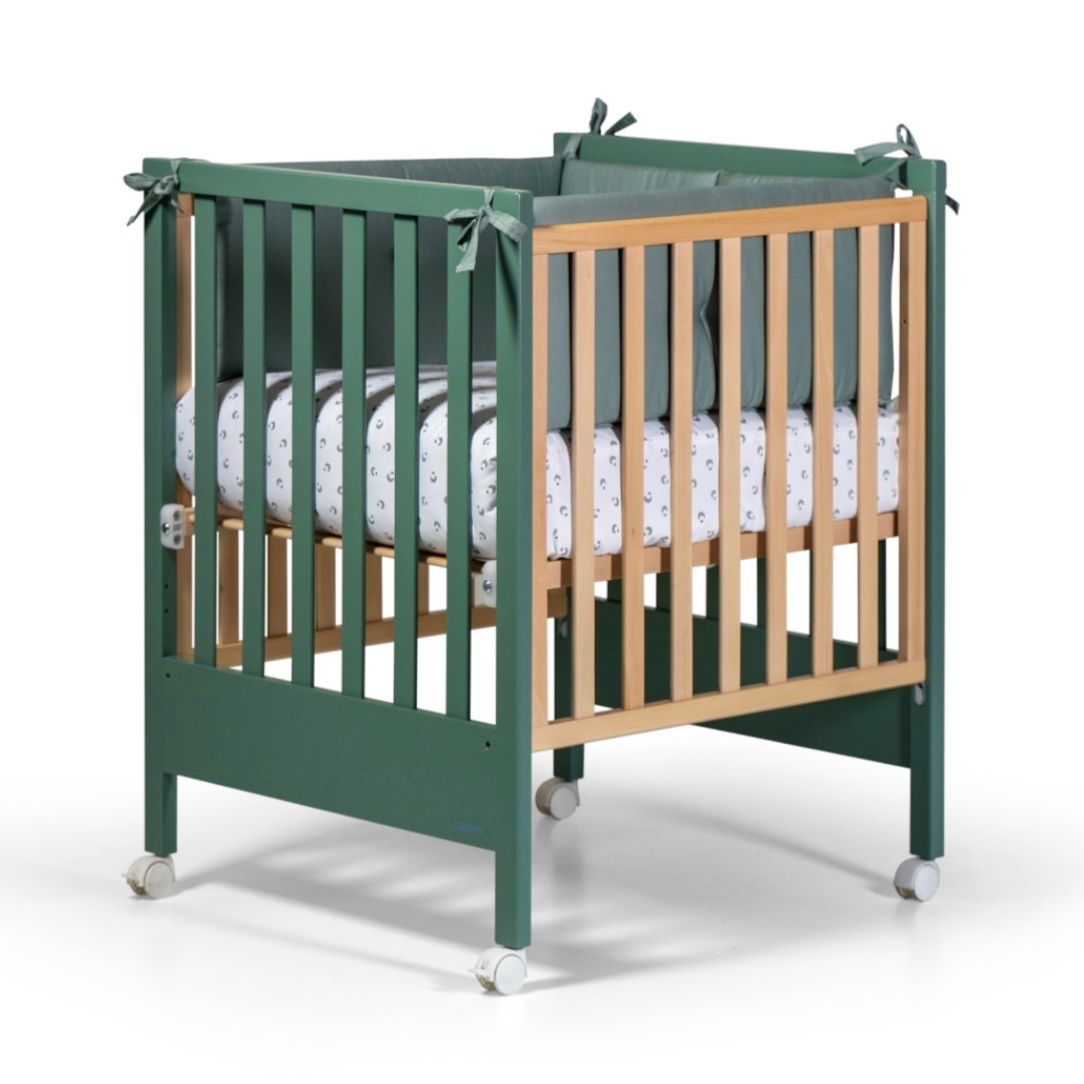 Culla Evolutiva Kresco Verde Salvia/Legno Naturale (Kit Tessile in Dotazione)