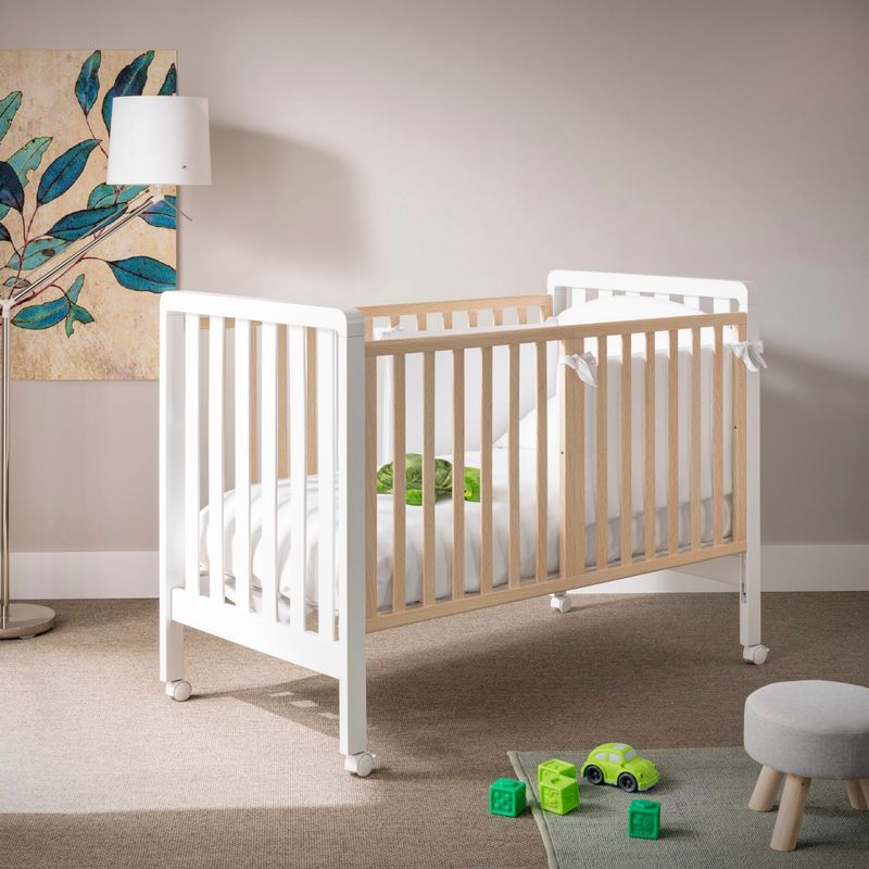 Culla Evolutiva Teo Bianco/Legno Naturale (Kit Tessile in Dotazione)