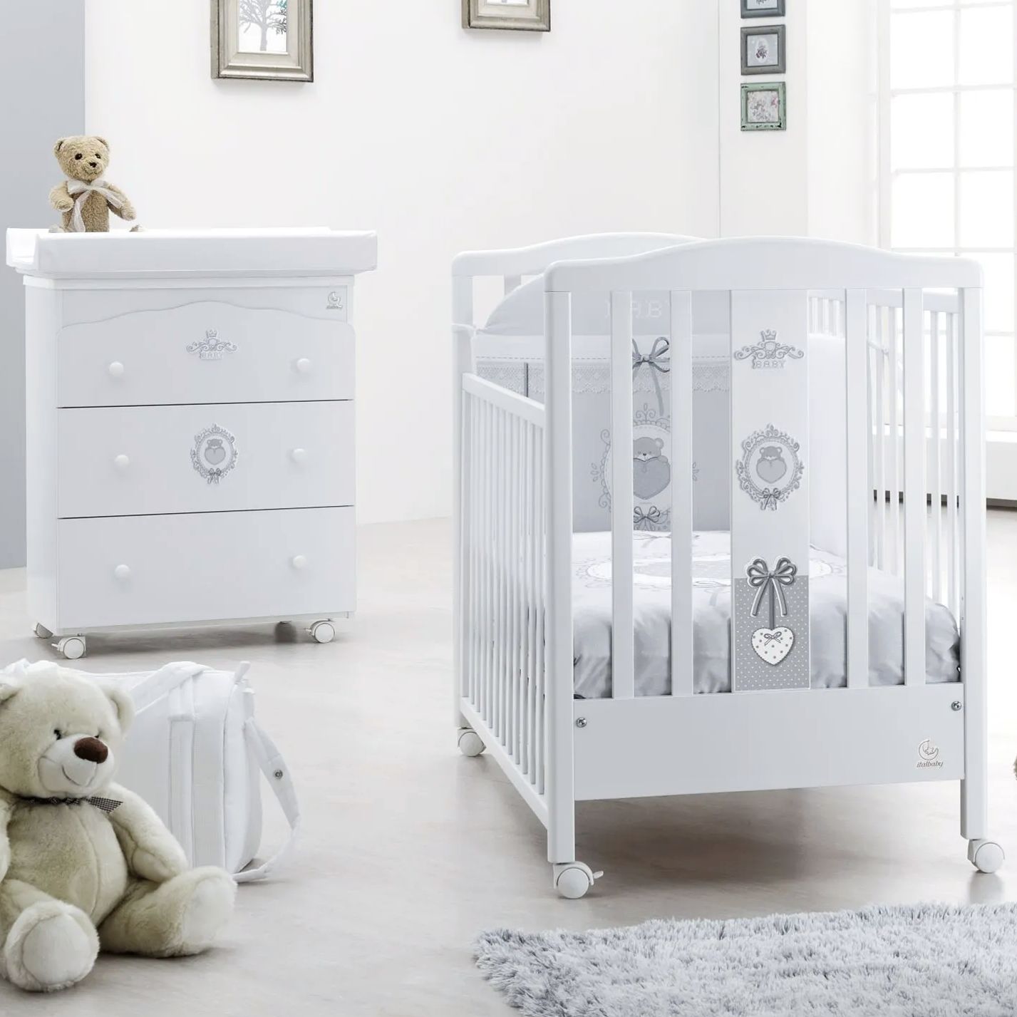 Cameretta Baby Chic Decoro Grigio