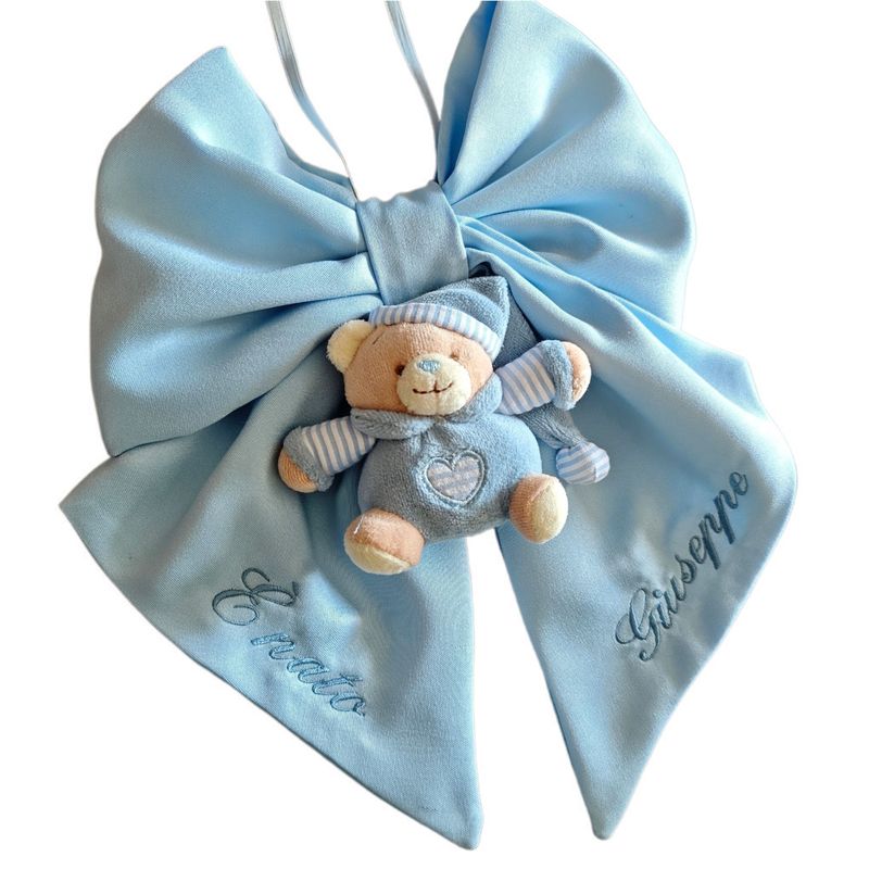 Fiocco Nascita con Orsetto in Peluche Personalizzato con Nome – Realizzato a Mano