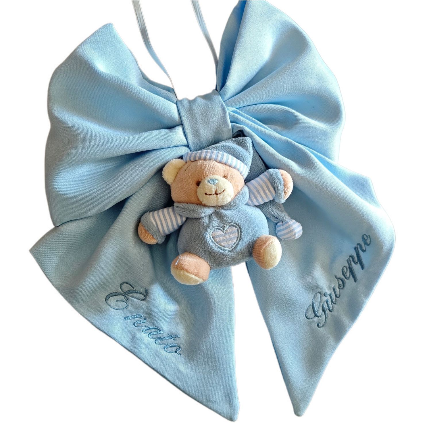 Fiocco Nascita con Orsetto in Peluche Personalizzato con Nome – Realizzato a Mano