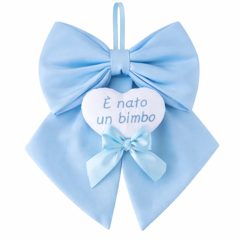 Fiocco Nascita con Cuore Ricamato Personalizzato con Nome – Realizzato a Mano