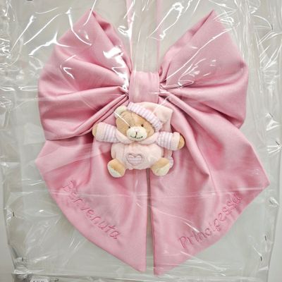 Fiocco Nascita con Orsetto in Peluche Personalizzato con Nome – Realizzato a Mano