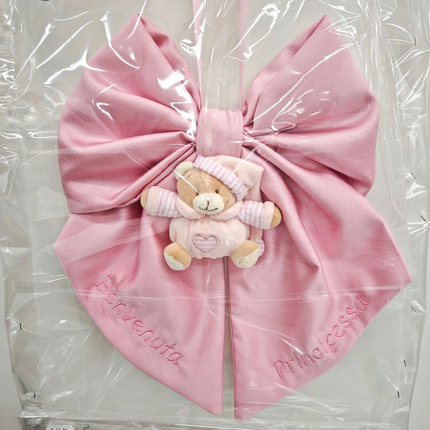 Fiocco Nascita con Orsetto in Peluche Personalizzato con Nome – Realizzato a Mano