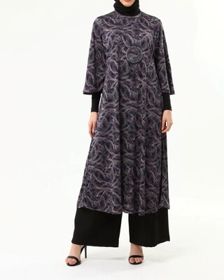 Plum grey purple hijab dress