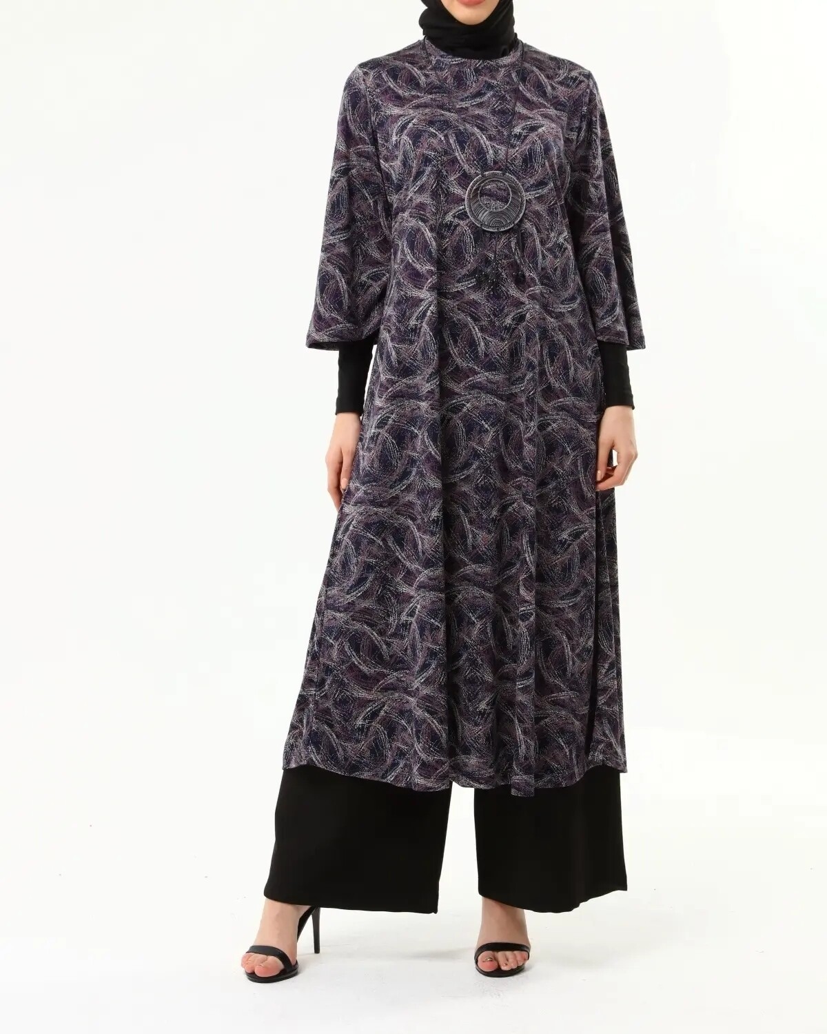 Plum grey purple hijab dress