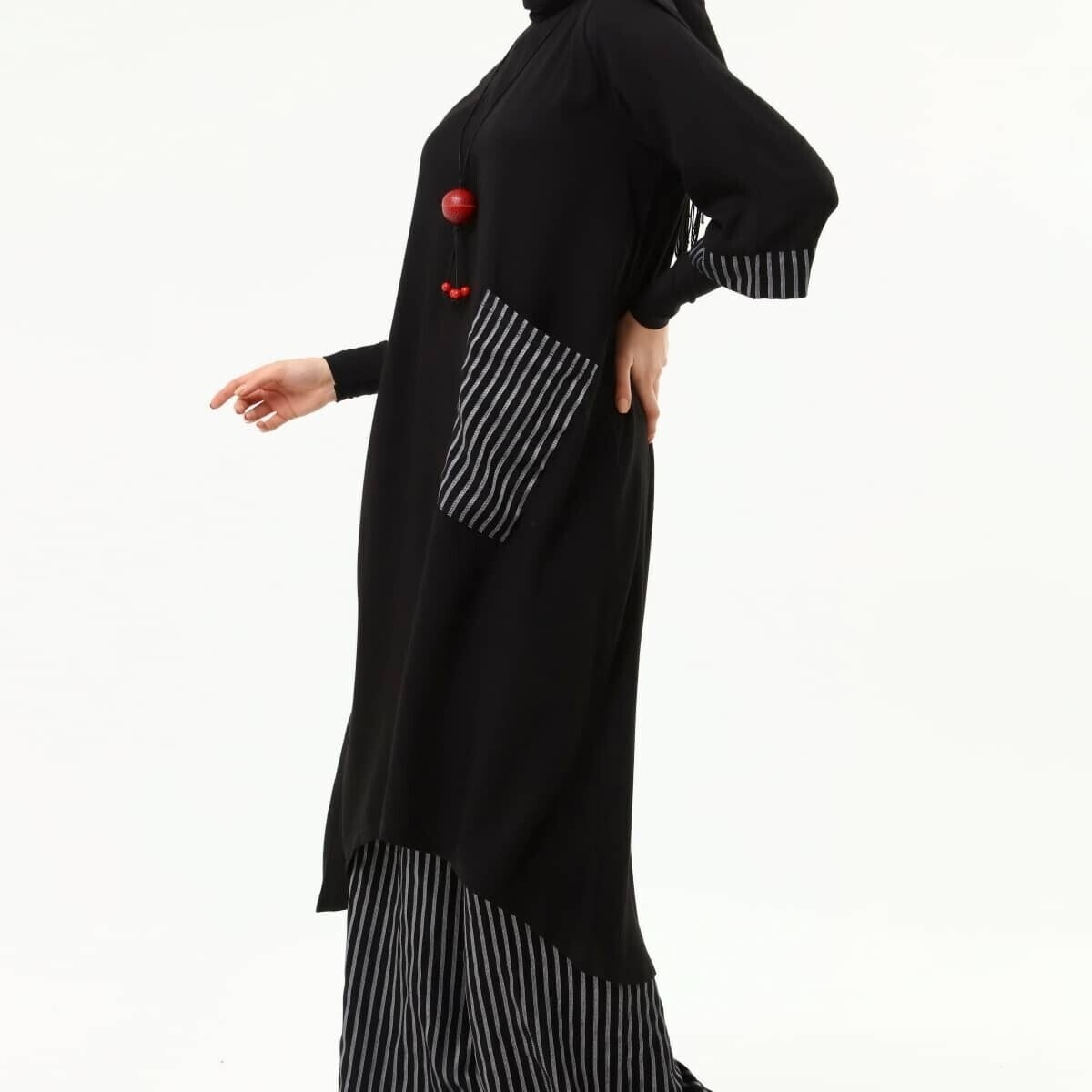 طقم تونيك black zebra جيب مقلم مع بنطلون مقلم