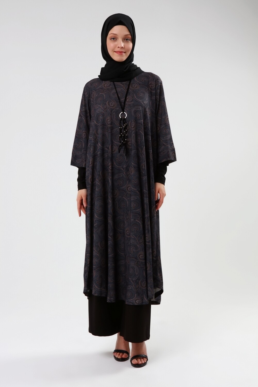 Plum dark grey brownish hijab dress