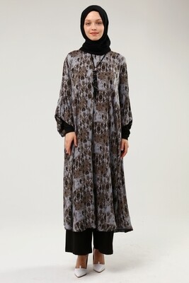 brown gray vintage hijab dress