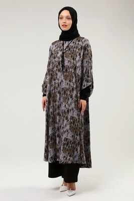 brown gray vintage hijab dress